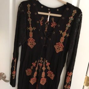 Free people embroidered V-neck tunic